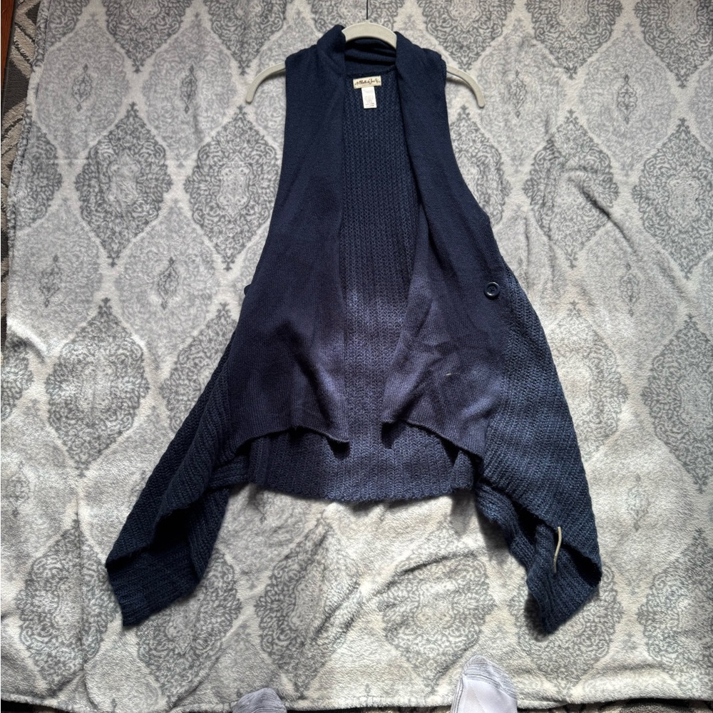 Belle Du Jour Blue Sleeveless Cardigan with Asymmetrical Shape